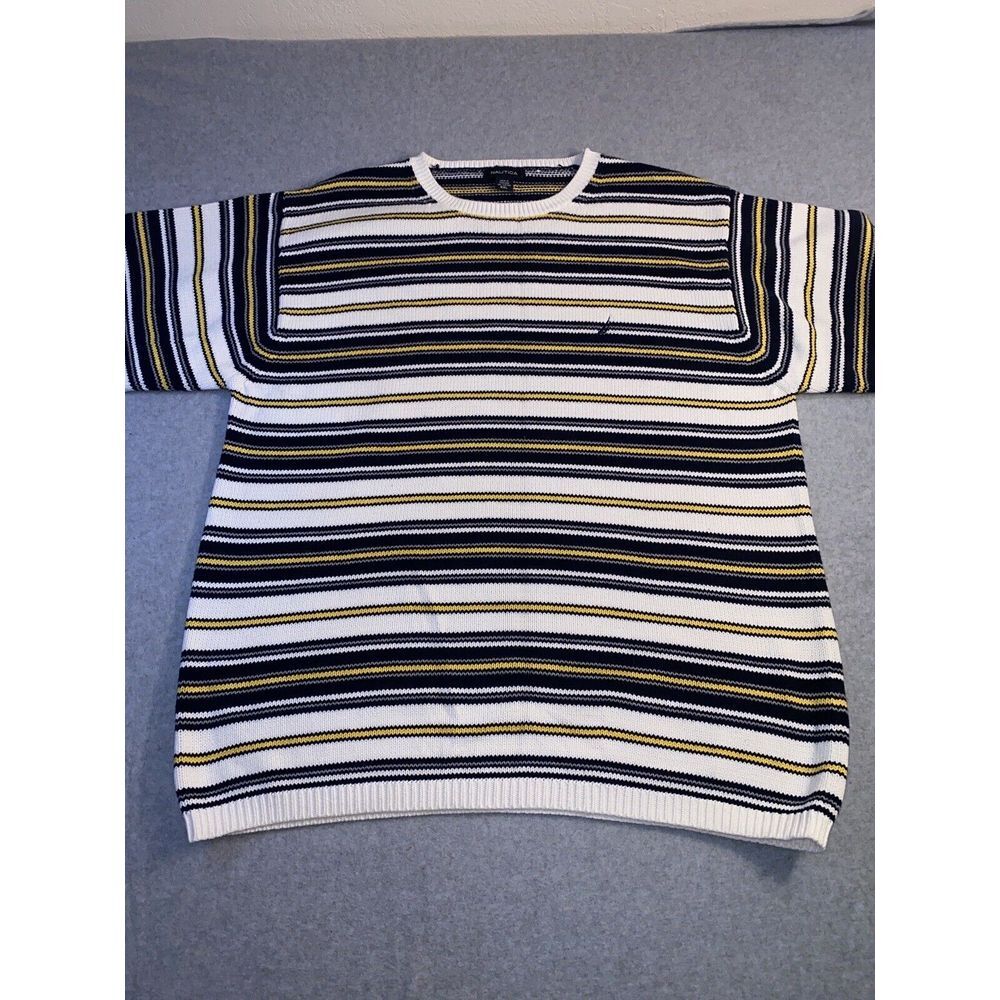 Nautica Sweater Mens XXL Striped Embroidered Sailing - Picture 4 of 7
